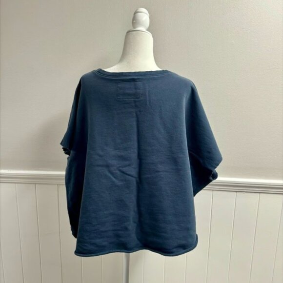 Frank & Eileen Olive Short Sleeve Original Capelet Sweatshirt Navy Blue One Size - Picture 10 of 11